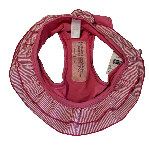 NWT Lauren James Womens Pink Stripe Ruffle Hipster Bikini Bottom Sz Small - Picture 6 of 6